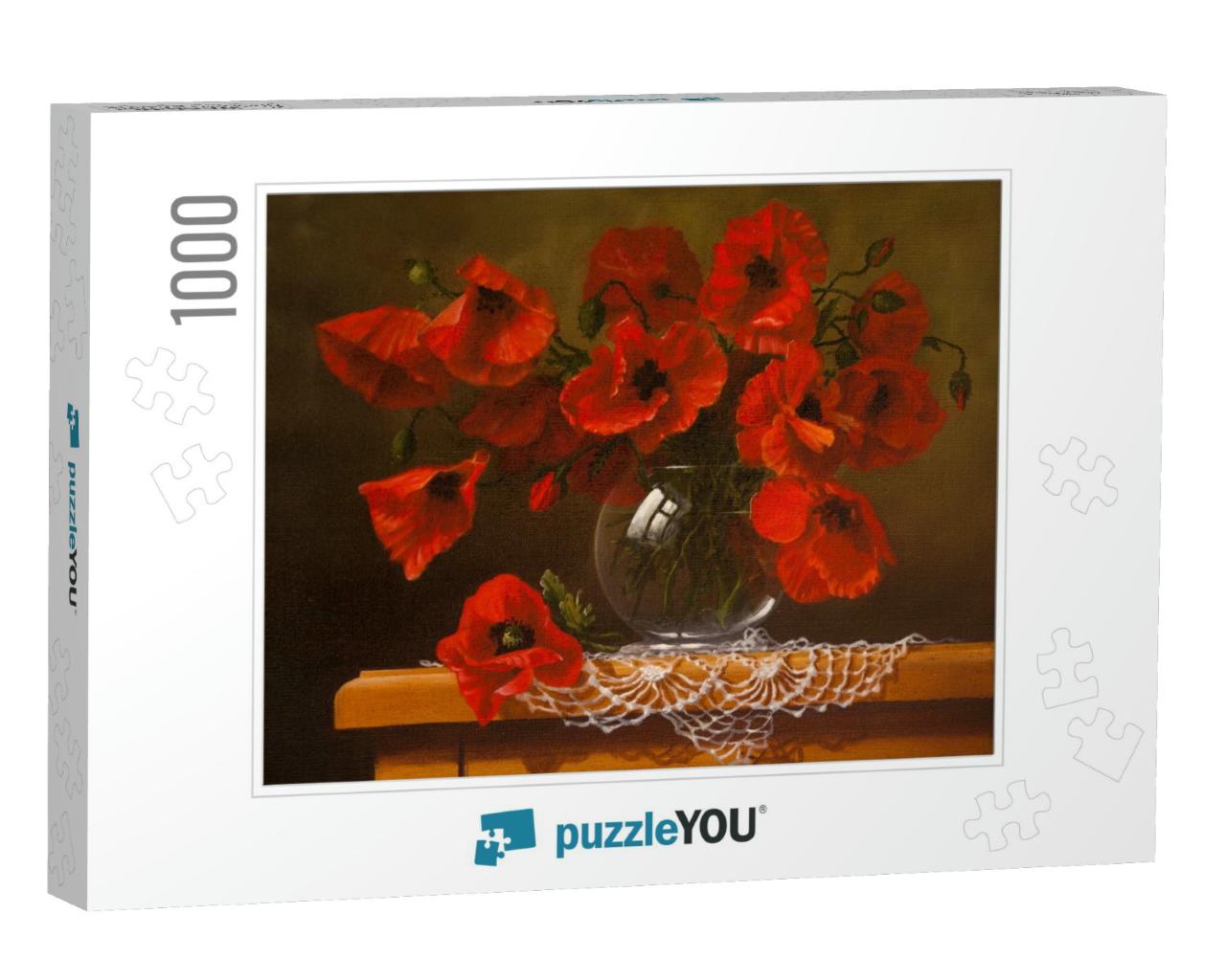 Oil Painting on Canvas, Poppy... Jigsaw Puzzle with 1000 pieces