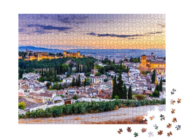 Alhambra of Granada, Spain. Alhambra Fortress & Albaicin... Jigsaw Puzzle with 1000 pieces