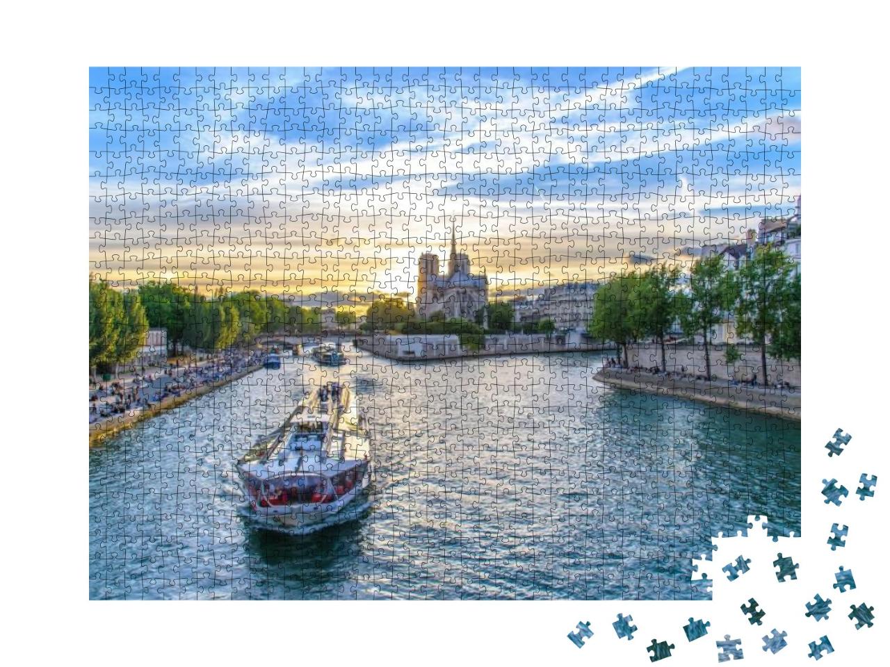 Notre Dame De Paris Cathedral & Seine River... Jigsaw Puzzle with 1000 pieces