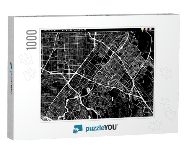 Simple Map of Irvine, California, Usa. Black & White Vers... Jigsaw Puzzle with 1000 pieces