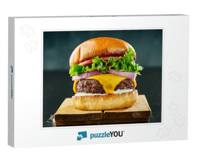 Thick Cheeseburger with American Cheese, Lettuce Tomato &... Jigsaw Puzzle