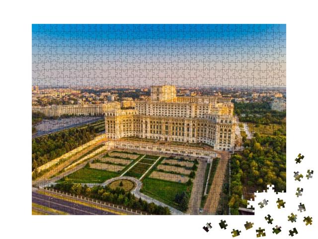 Parliament Building or Peoples House in Bucharest City. A... Jigsaw Puzzle with 1000 pieces
