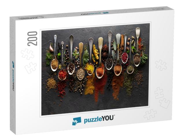 Herbs & Spices on Graphite Background... Jigsaw Puzzle with 200 pieces