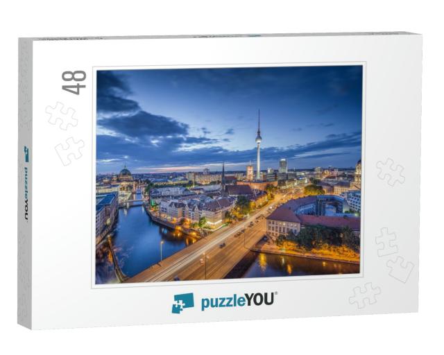 Aerial View of Berlin Skyline with Famous Tv Tower & Spre... Jigsaw Puzzle with 48 pieces