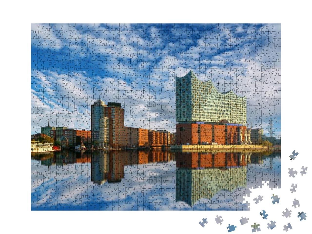 Reflection of the Elbphilharmonie in Hamburg... Jigsaw Puzzle with 1000 pieces