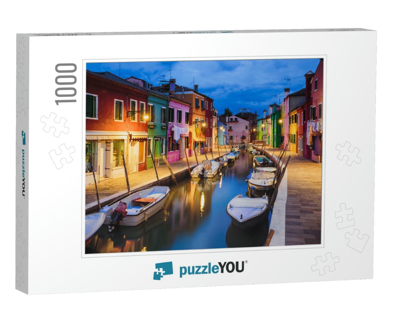 Colorfully Painted Houses Facade on Burano Island in Even... Jigsaw Puzzle with 1000 pieces