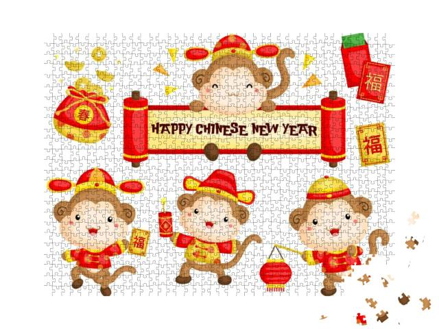 Monkey in Chinese New Year Costume... Jigsaw Puzzle with 1000 pieces