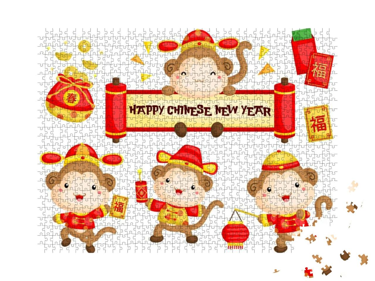 Monkey in Chinese New Year Costume... Jigsaw Puzzle with 1000 pieces
