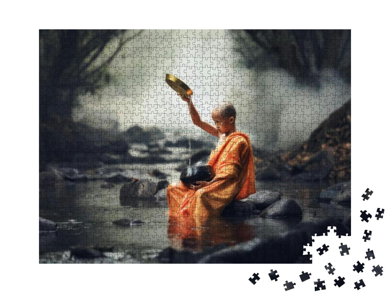 Novice Monks Thailand, Buddhist Temple, Novice Monk Went... Jigsaw Puzzle with 1000 pieces