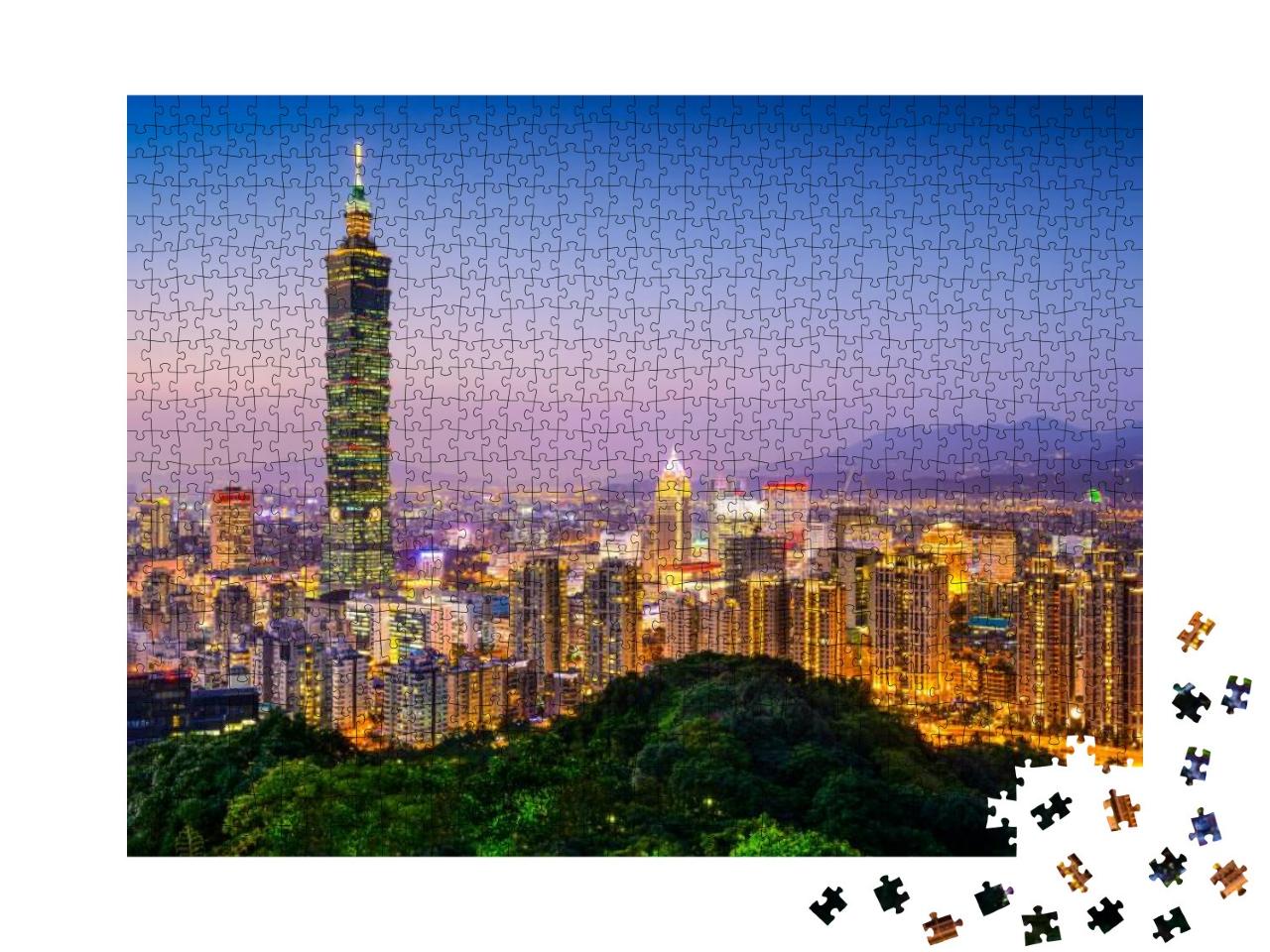 Taipei, Taiwan City Skyline At Twilight... Jigsaw Puzzle with 1000 pieces