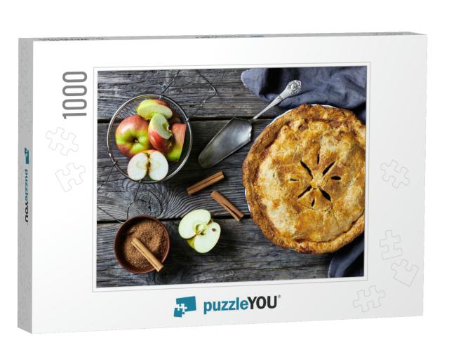 Classic American Autumn Dessert Apple Pie with Cinnamon &... Jigsaw Puzzle with 1000 pieces