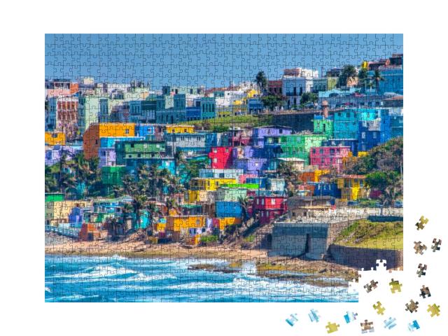 Colorful Houses Line the Hillside Over Looking the Beach... Jigsaw Puzzle with 1000 pieces