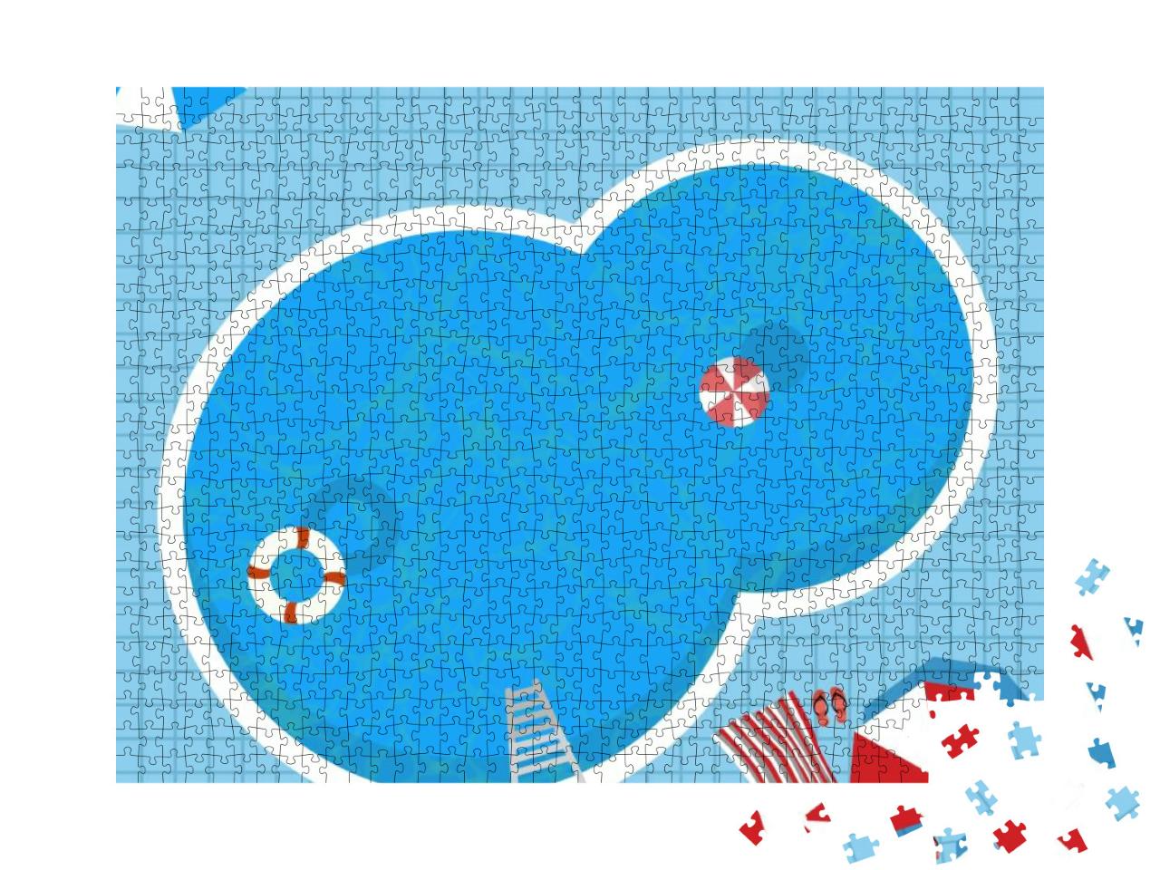 Top View of Swimming Pool with Clean Water, Summer Time C... Jigsaw Puzzle with 1000 pieces