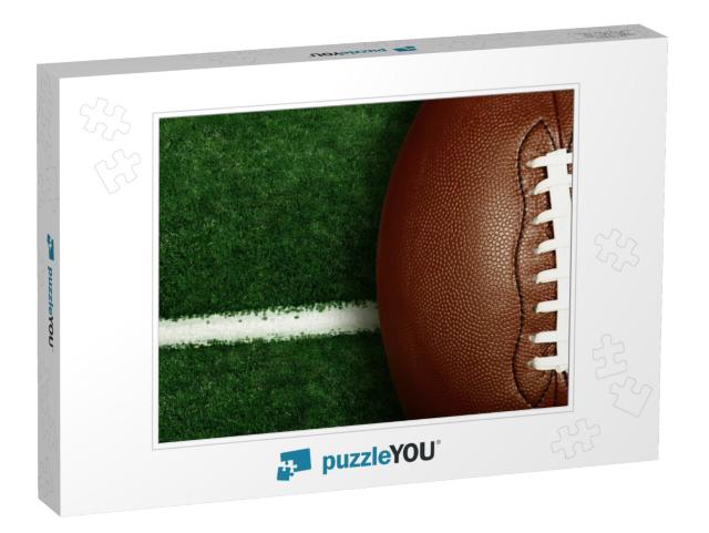 American football on football field background Jigsaw Puzzle