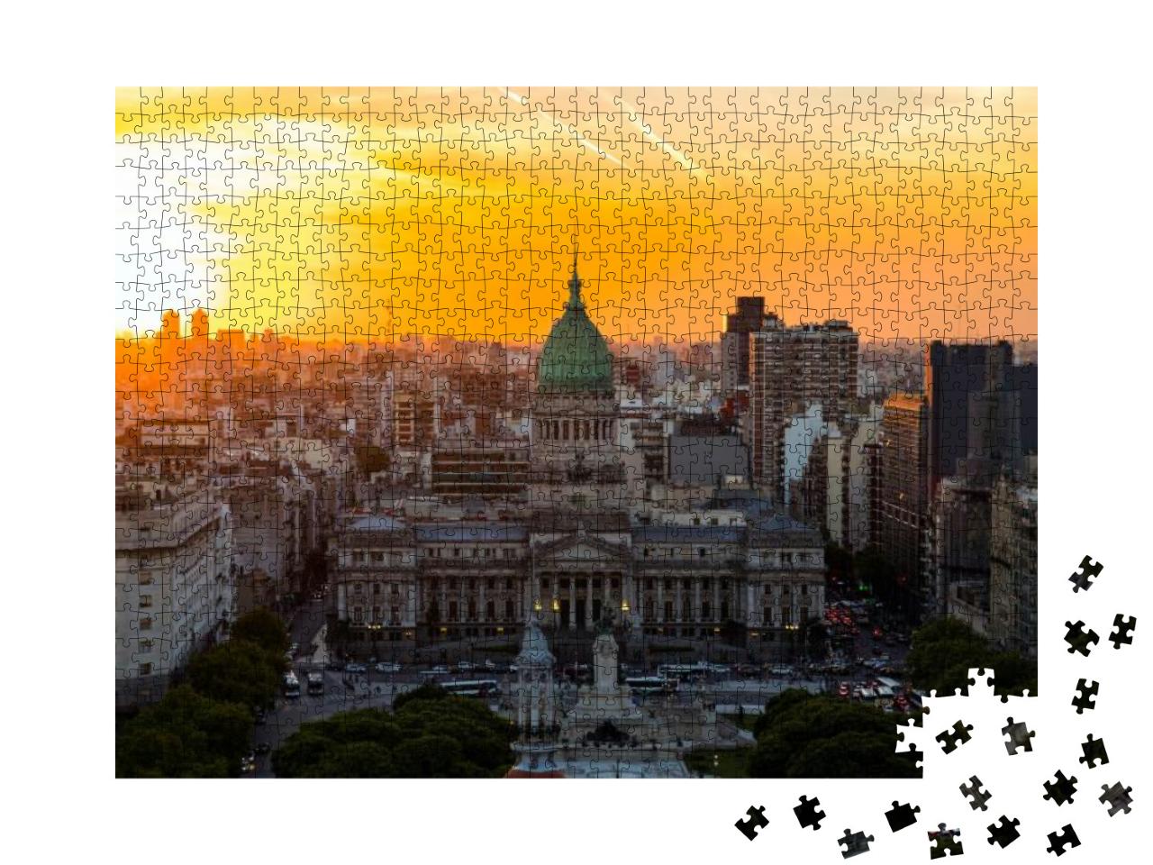 National Congress Building of Buenos Aires During Sunset... Jigsaw Puzzle with 1000 pieces