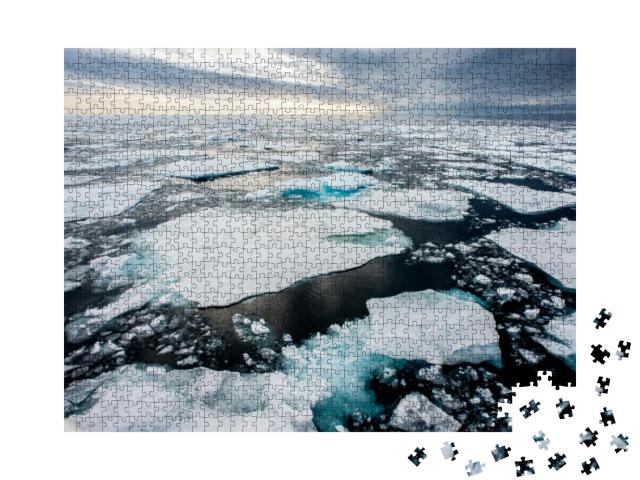 Dramatic Wide Angle View of Melting Arctic Sea Ice Floes... Jigsaw Puzzle with 1000 pieces