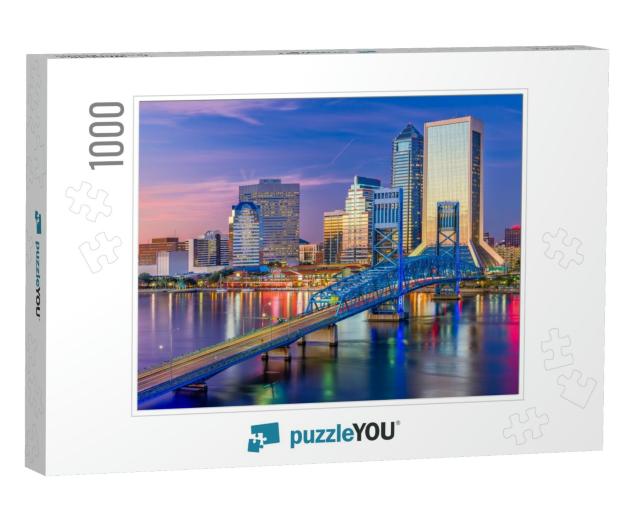 Jacksonville, Florida, USA Downtown Skyline At Dusk Over S... Jigsaw Puzzle with 1000 pieces