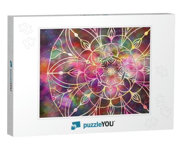 Abstract Ancient Geometric Mandala Graphic Design with St... Jigsaw Puzzle