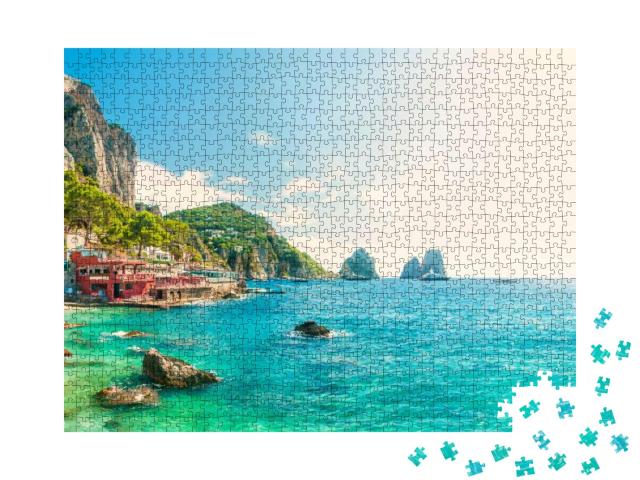 View of Faraglioni Rocks At Sunset from Marina Piccola Be... Jigsaw Puzzle with 1000 pieces