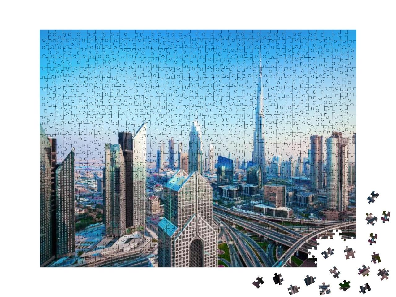 Amazing Dubai City Center Skyline At the Sunset, Dubai, U... Jigsaw Puzzle with 1000 pieces