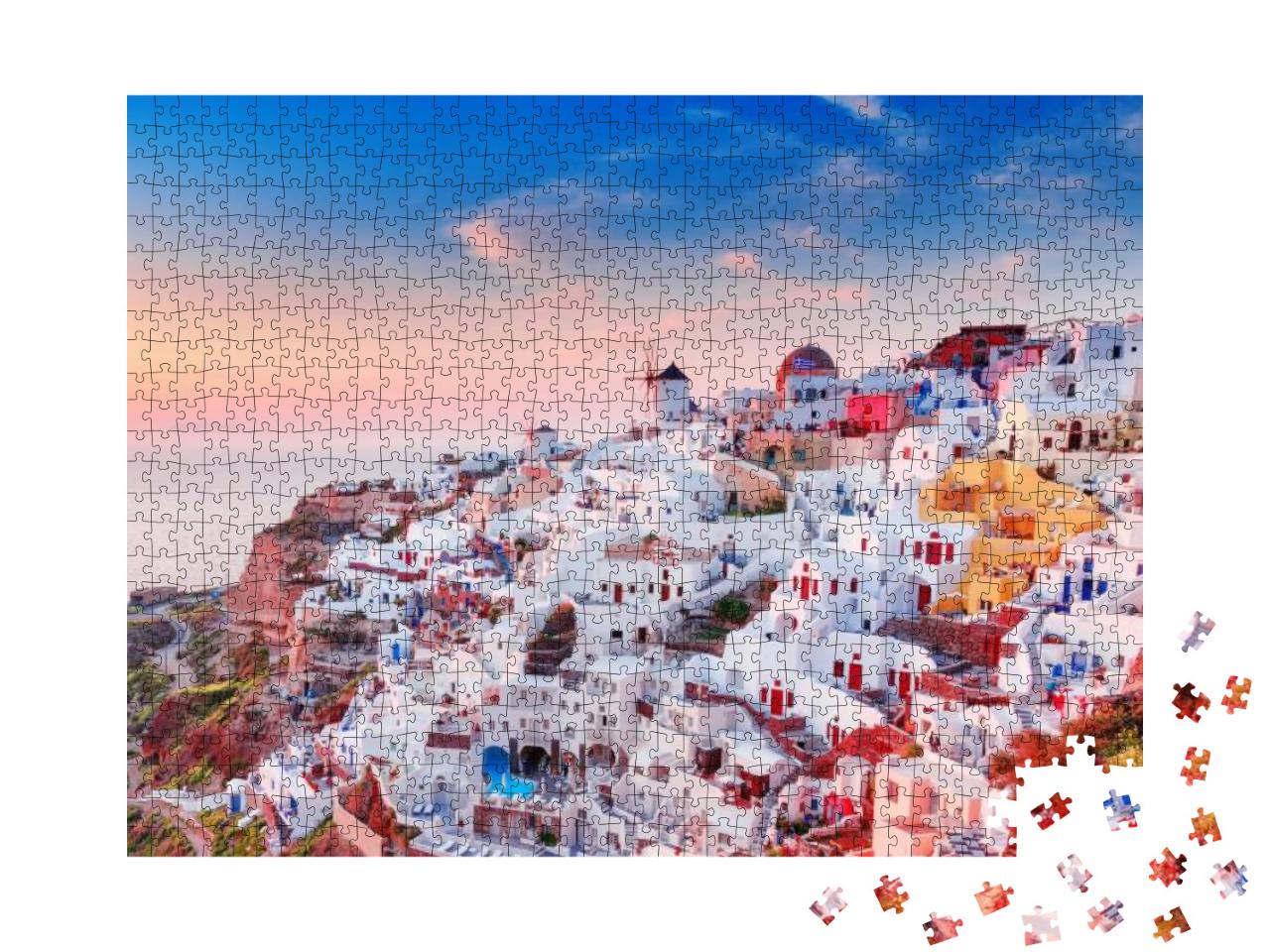 Greece, Santorini Island. Charming View of Oia Village, T... Jigsaw Puzzle with 1000 pieces