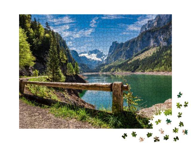 Sunny Sunrise At Gosausee Lake in Gosau, Alps, Austria... Jigsaw Puzzle with 1000 pieces