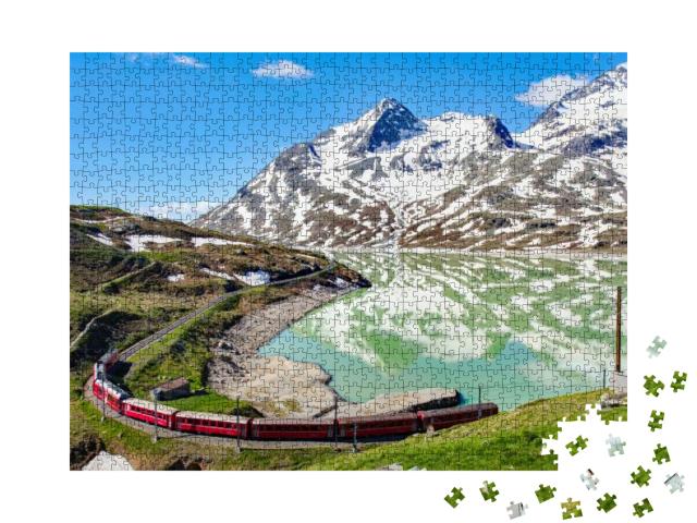 Red Train - Bernina Pass Ch... Jigsaw Puzzle with 1000 pieces