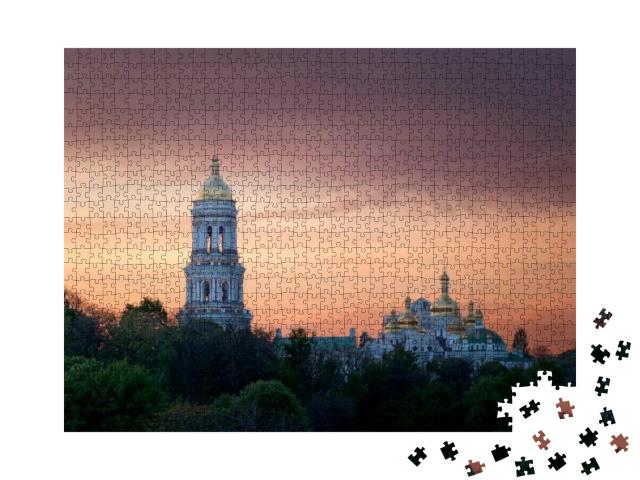 View of Kyiv Pechersk Lavra in the Colorful Sunset... Jigsaw Puzzle with 1000 pieces