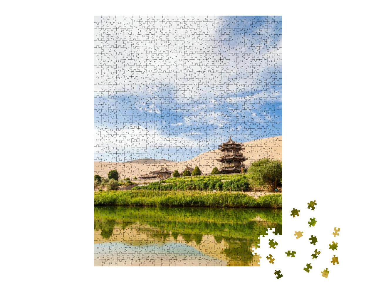 Gansu Dunhuang Crescent Lake & Mingsha Mountain., China... Jigsaw Puzzle with 1000 pieces