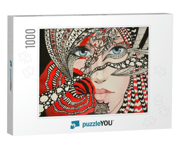 Abstract Painting of Charms & Magic Dreams - Fantasy Girl... Jigsaw Puzzle with 1000 pieces