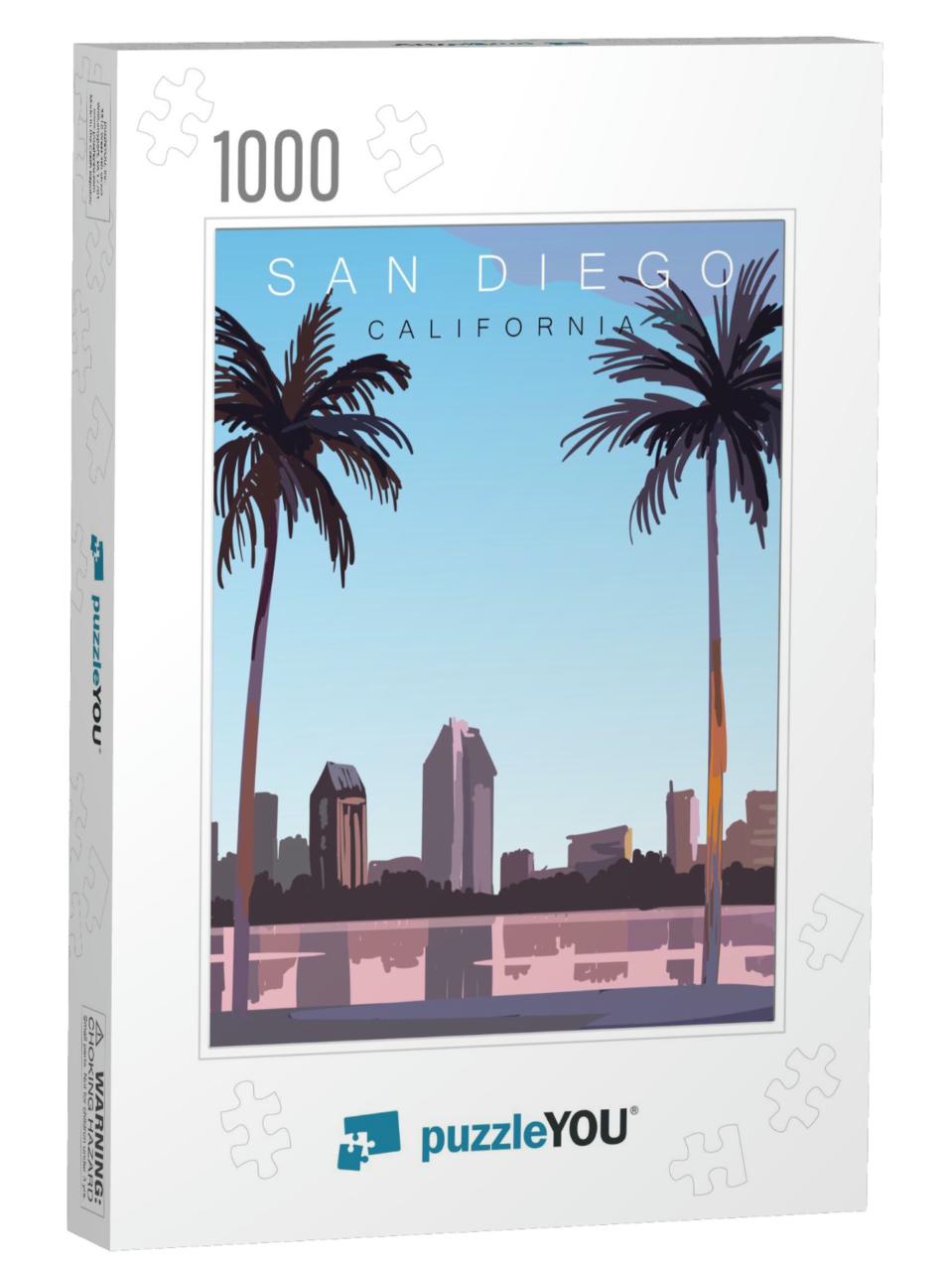San Diego Modern Vector Illustration. San Diego Californi... Jigsaw Puzzle with 1000 pieces