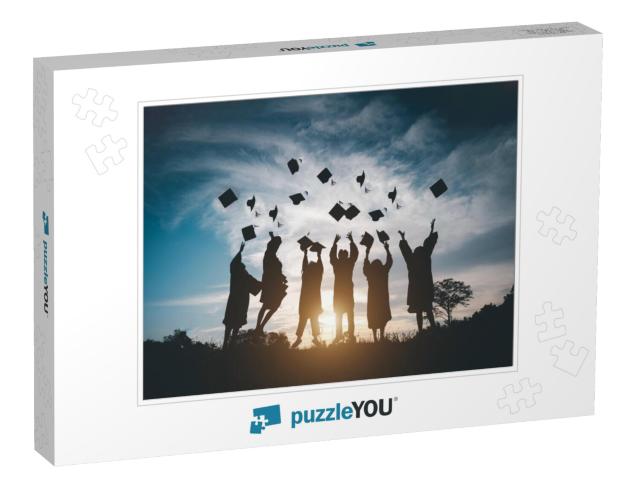 Silhouettes of Students Celebration Education Grad... Jigsaw Puzzle