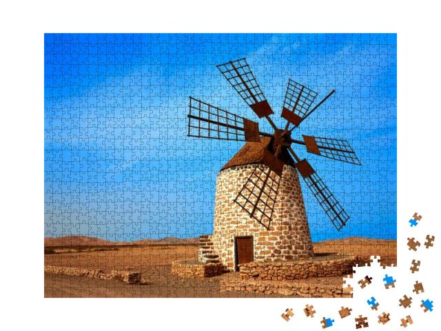 Tefia Windmill Fuerteventura At Canary Islands of Spain... Jigsaw Puzzle with 1000 pieces