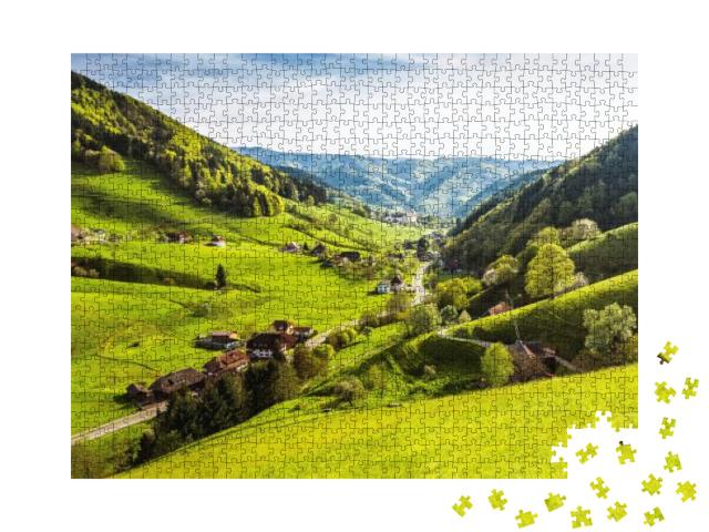 Scenic Panorama View of a Picturesque Mountain Village in... Jigsaw Puzzle with 1000 pieces