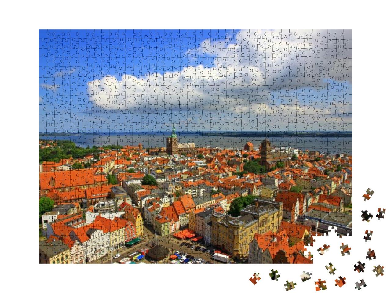 Stralsund Town Aerial Panoramic View. Stralsund is a City... Jigsaw Puzzle with 1000 pieces