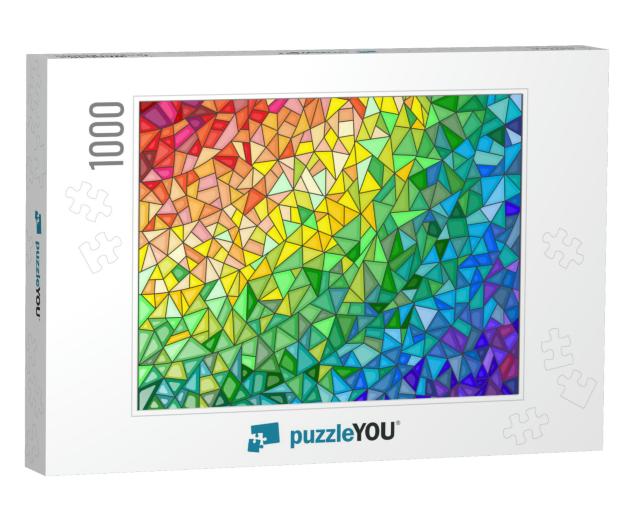 Abstract Stained Glass Background, the Colored Elements A... Jigsaw Puzzle with 1000 pieces