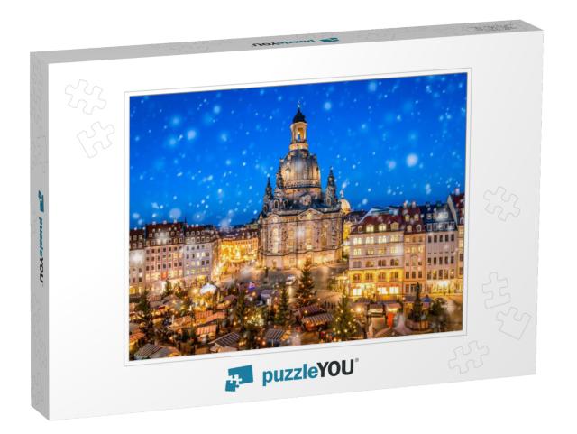 Traditional German Christmas Market in Front of the Dresd... Jigsaw Puzzle