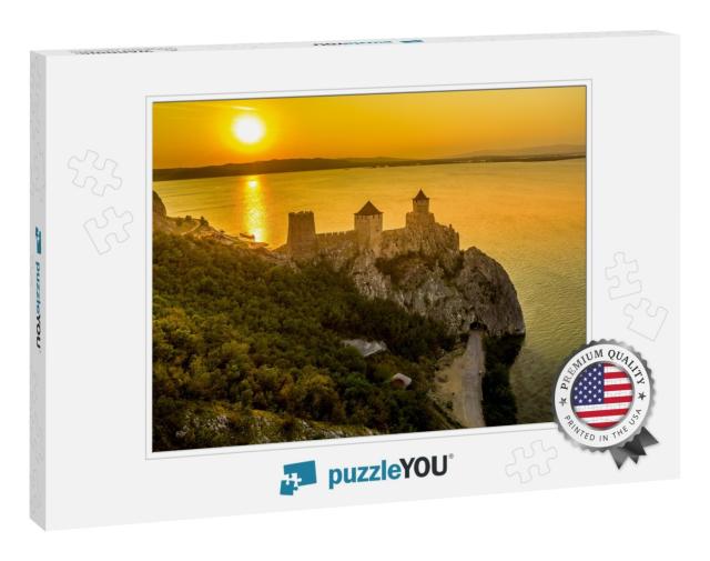 Silhouette of Golubac Castle During Sunset in Serbia Alon... Jigsaw Puzzle