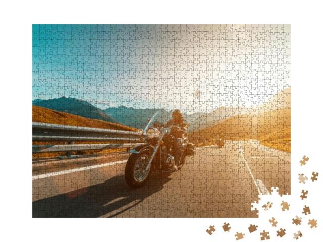 Motorcycle Driver Riding Japanese High Power Cruiser in A... Jigsaw Puzzle with 1000 pieces