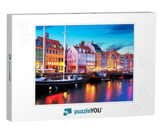 Scenic Evening Panorama of Famous Nyhavn Pier Architectur... Jigsaw Puzzle
