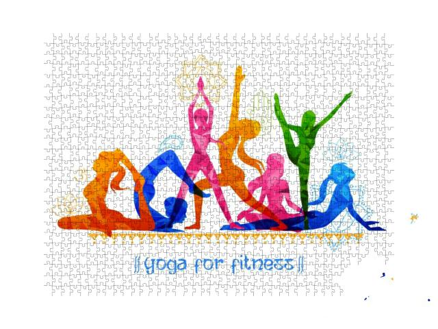 Illustration of Woman Doing Asana for International... Jigsaw Puzzle with 1000 pieces