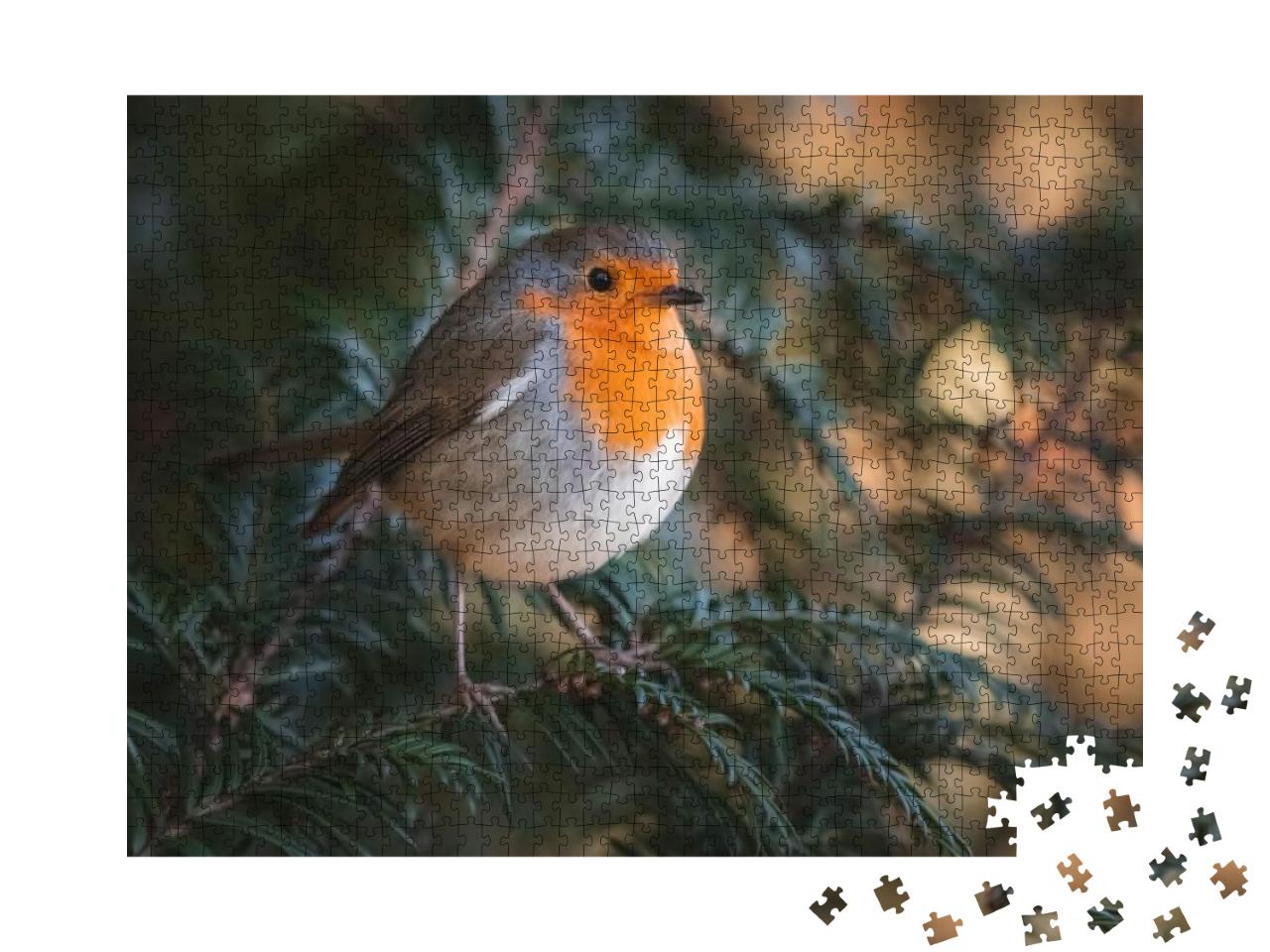 A Robin Sitting on a Green Branch... Jigsaw Puzzle with 1000 pieces