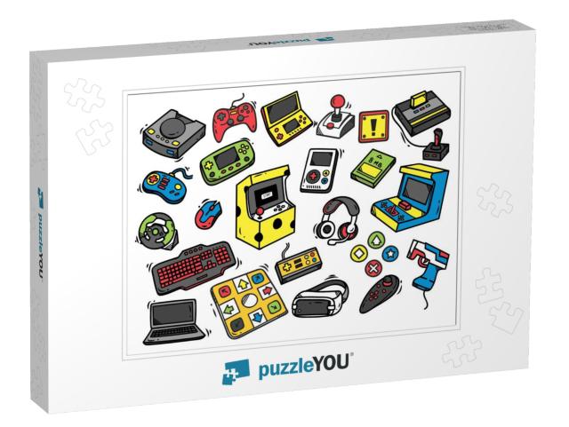 Set of Video Game Doodle... Jigsaw Puzzle