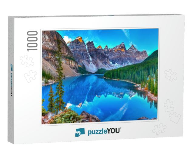 Moraine Lake Sunrise in Banff National Park... Jigsaw Puzzle with 1000 pieces