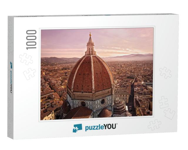 Orange Sunrise of the Dome of Florence Cathedral or the C... Jigsaw Puzzle with 1000 pieces