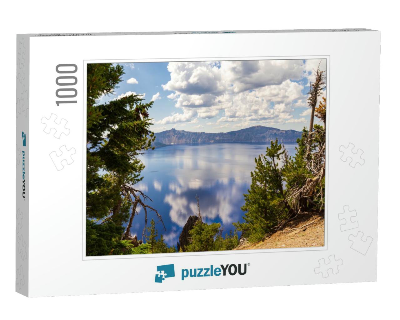 Crater Lake National Park Oregon Usa, Lake with Cloud Ref... Jigsaw Puzzle with 1000 pieces