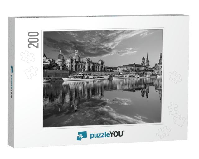 Beautiful Dresden City Skyline At Elbe River & Augustus B... Jigsaw Puzzle with 200 pieces