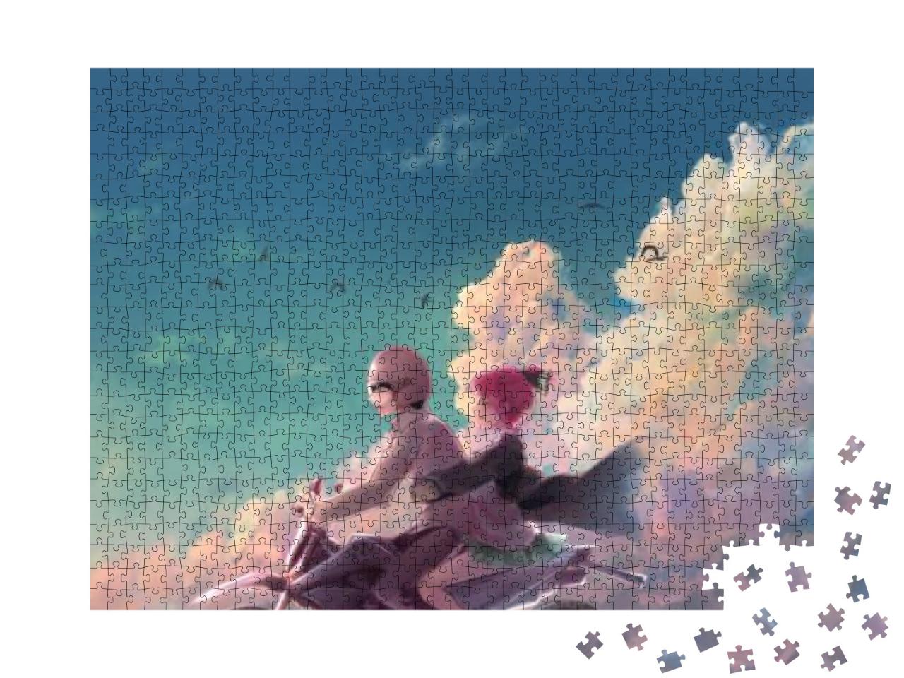 Aesthetic Illustration of an Anime Couple... Jigsaw Puzzle with 1000 pieces