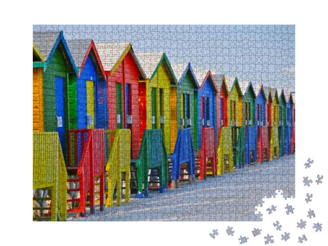 Colored Beach Huts, Cape Town, South Africa... Jigsaw Puzzle with 1000 pieces
