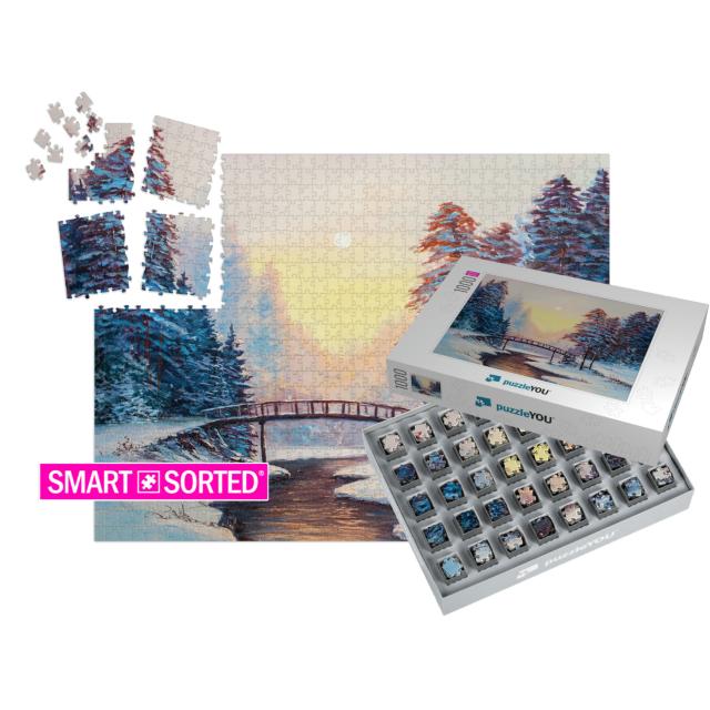 Winter Landscape with the River. Original Oil Painting... | SMART SORTED® | Jigsaw Puzzle with 1000 pieces